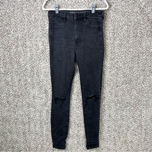 American Eagle Jeans Women’s 8L Stretch Black Super Hi-Rise Distressed Jeggings